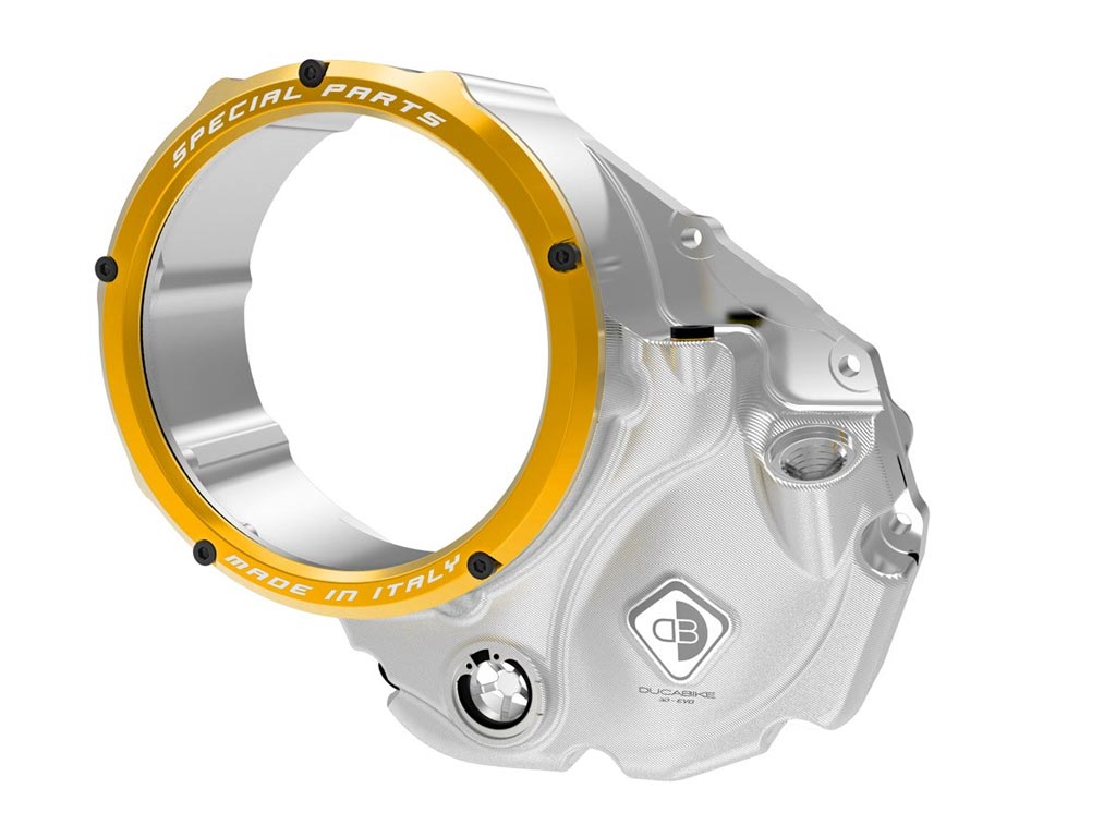 Ducabike CCDV06 3D EVO Kupplungsdeckel mit Glasfenster gold-silber