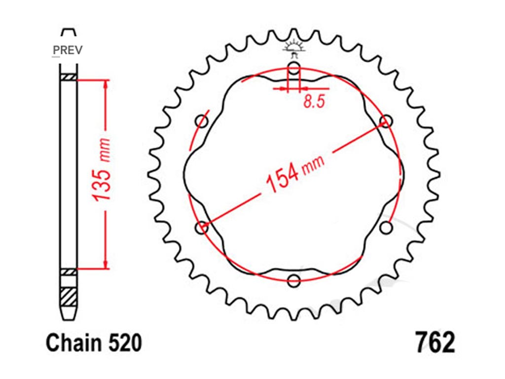 JT Sprocket Wheel JTA762 Alu Pitch 525